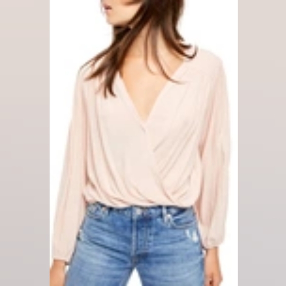 FREE PEOPLE | Long Sleeved Faux Wrap Blouse - Picture 4 of 9